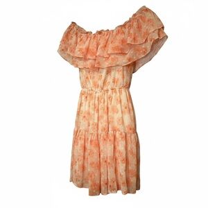 Chic Strapless Floral Dress in Orange